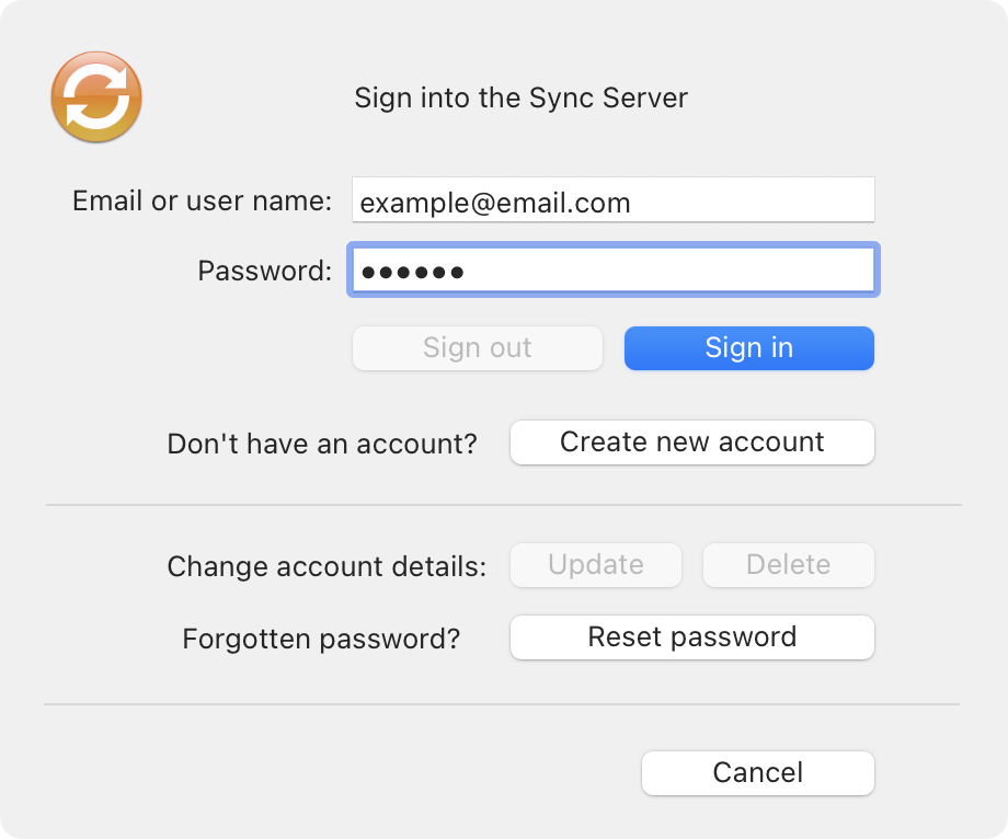 Sync credentials image