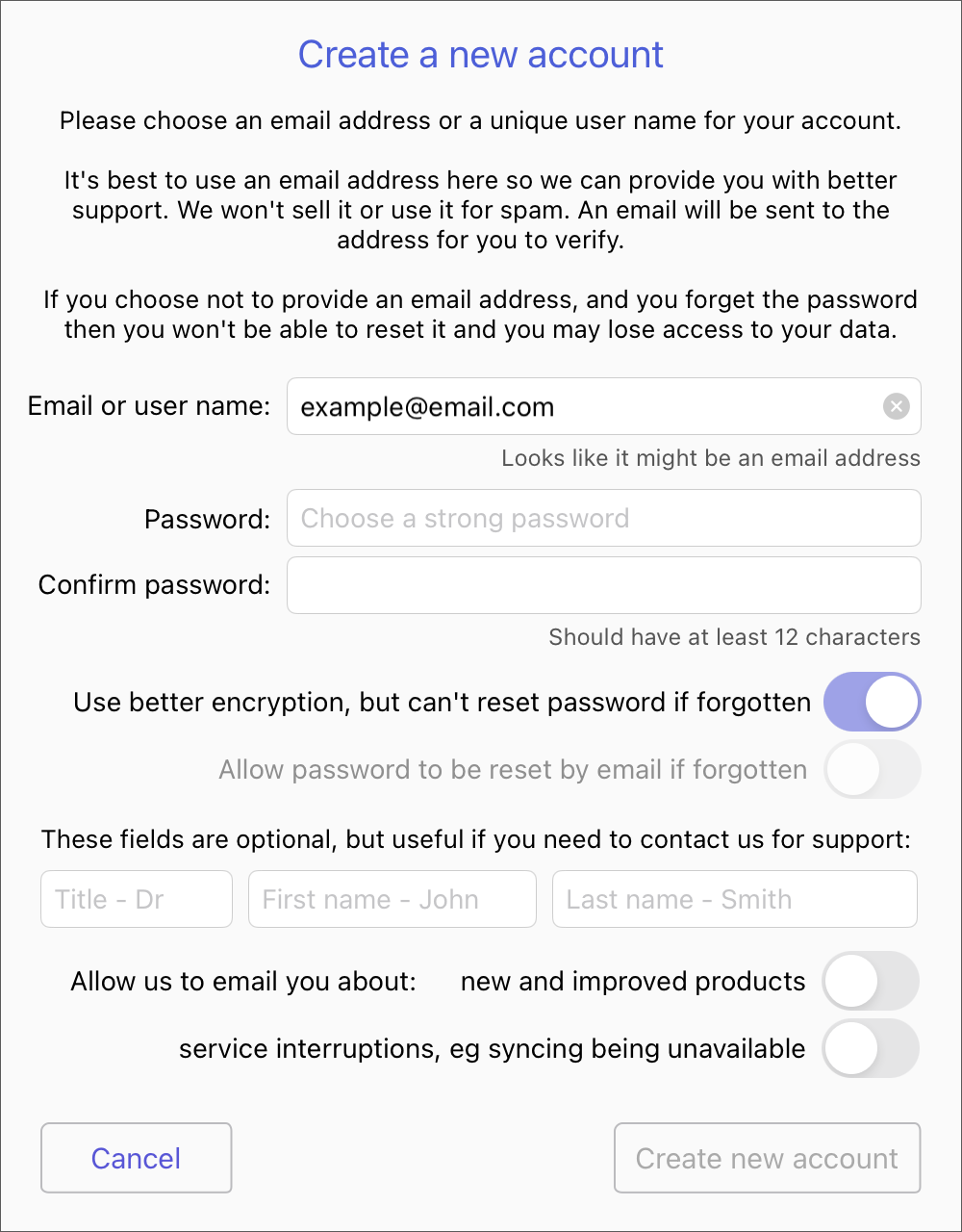 Sync account details image