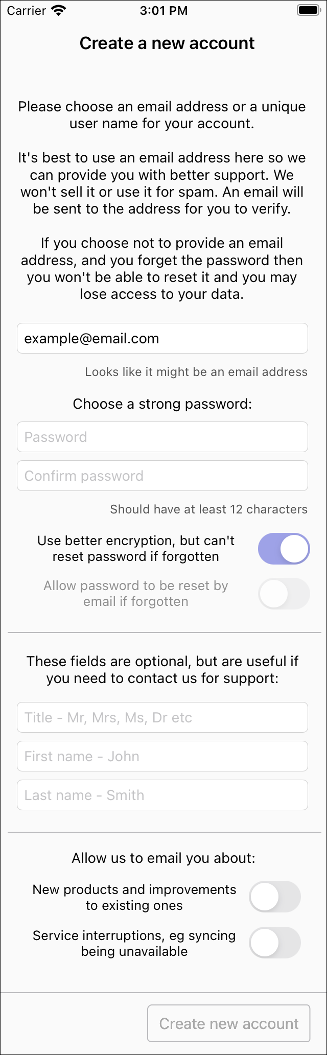 Sync account details image